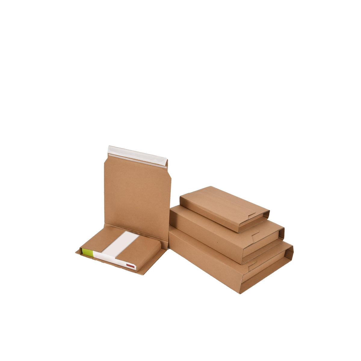 Brown corrugated light-duty book wrap, back view