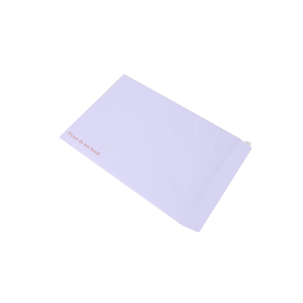 White board backed envelope, front view with the flap closed