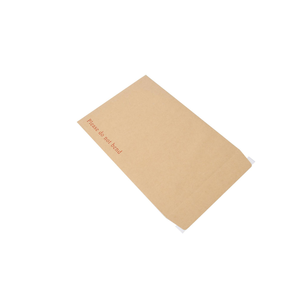Back of a white board backed envelope showing the rigid board