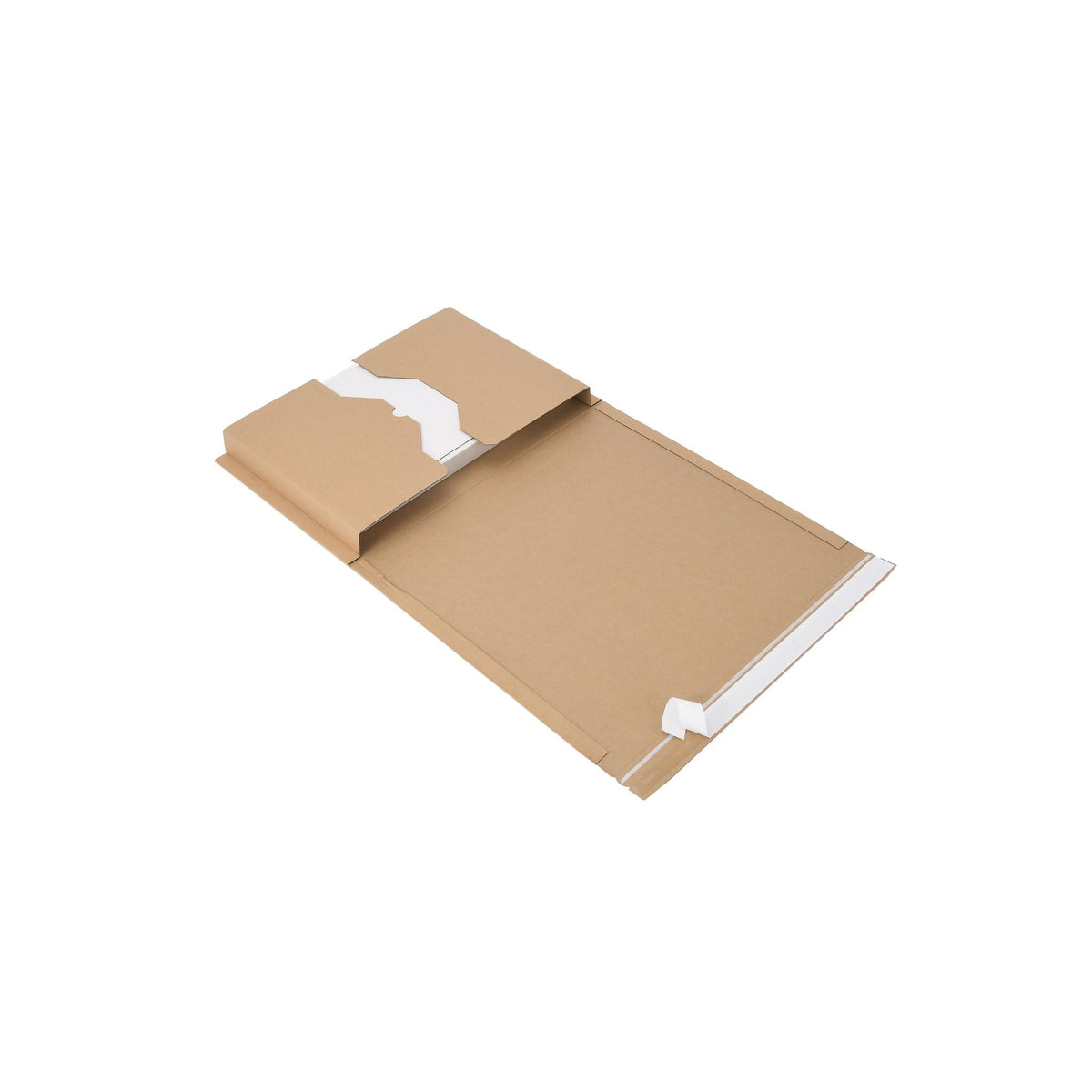 Close-up of the folding flaps on a medium-duty book wrap