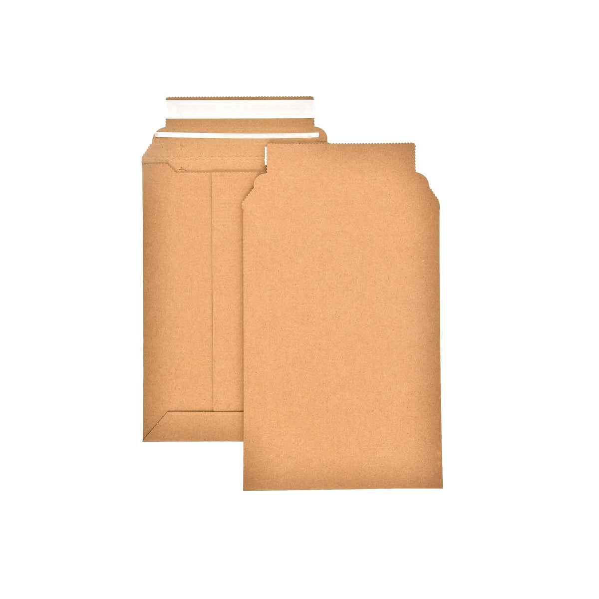 Cardboard envelope with the self-seal flap open