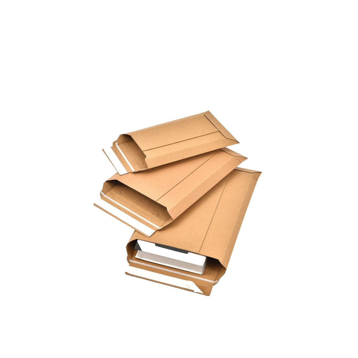 Back view of a brown cardboard envelope