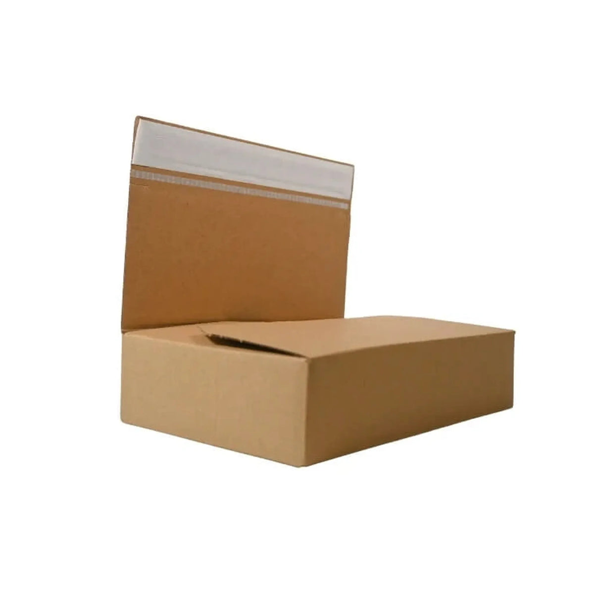 Ecommerce postal box closed with its peel-and-seal strip