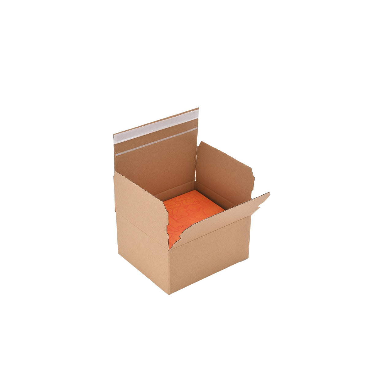 Brown corrugated ecommerce postal box, side view