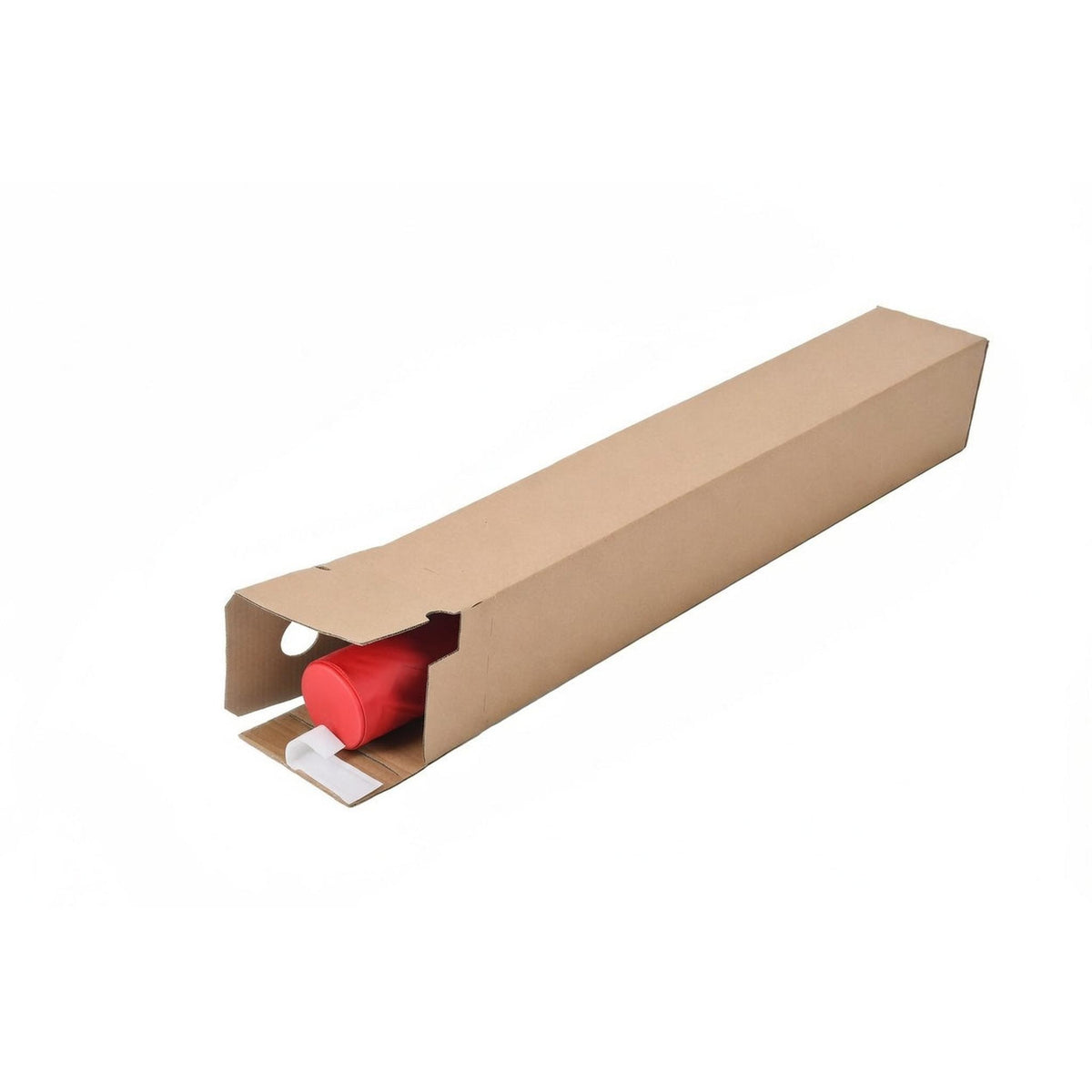 Long postal box packed with a long item for shipping