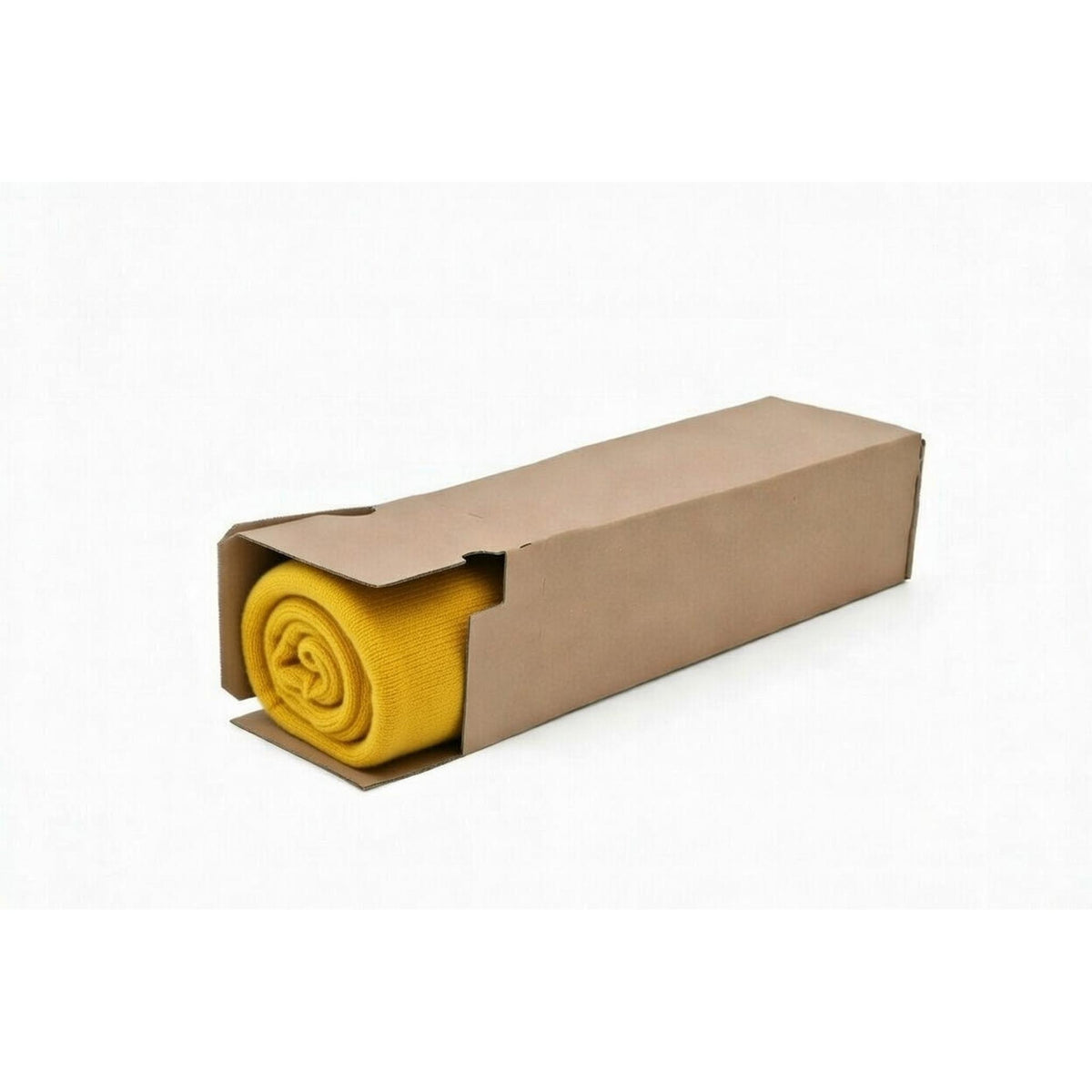 Brown corrugated long postal box, side view