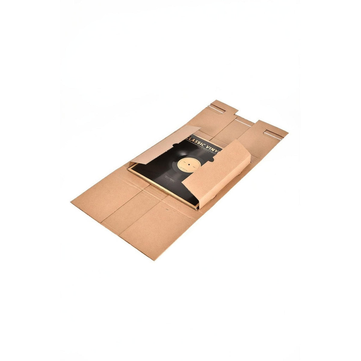 Vinyl record mailer packed with a record ready for dispatch