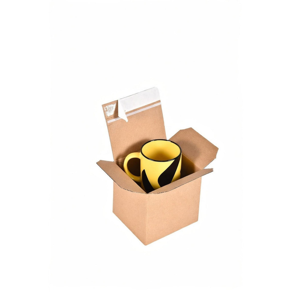 Mug box assembled with the lid open