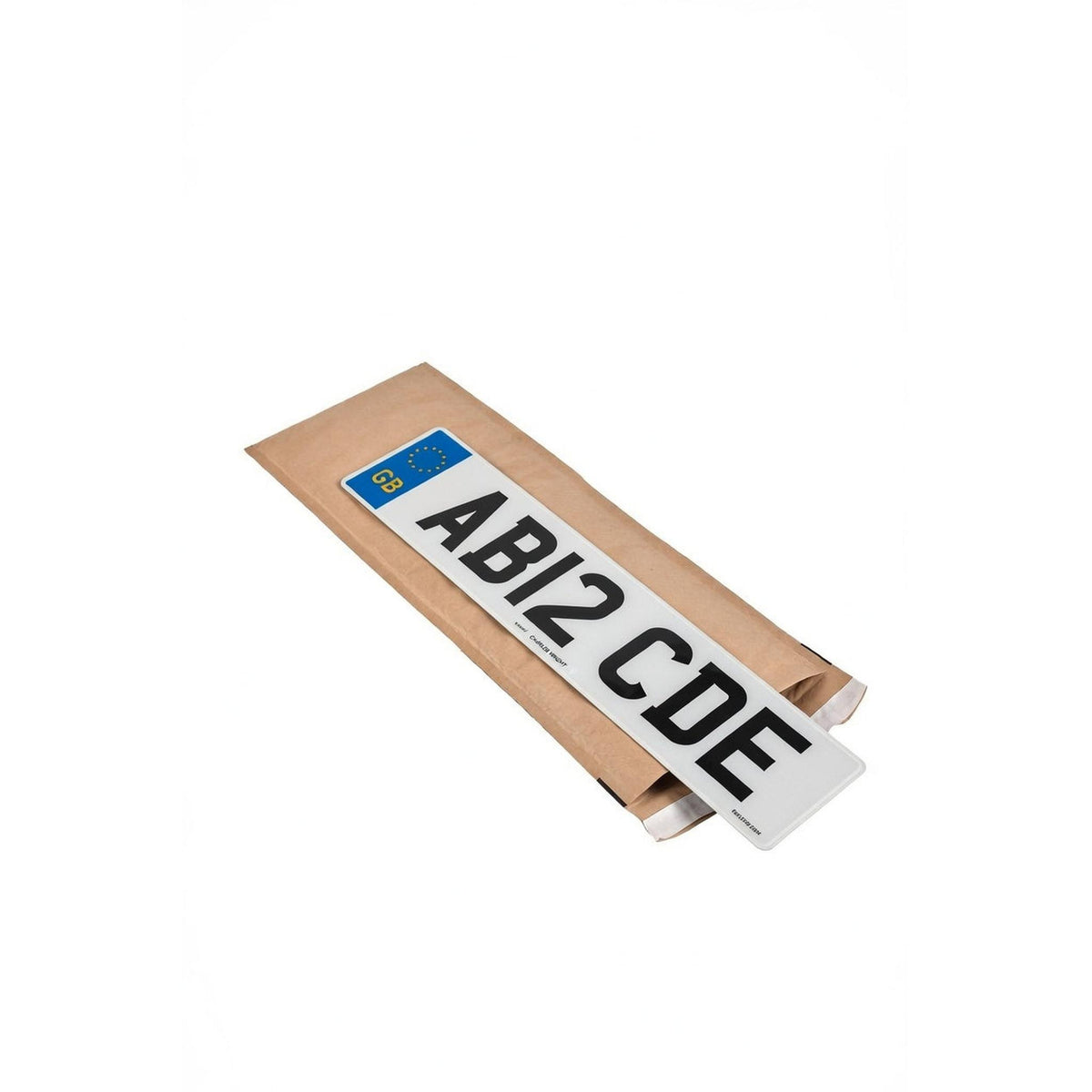Number plate bag with a number plate inserted