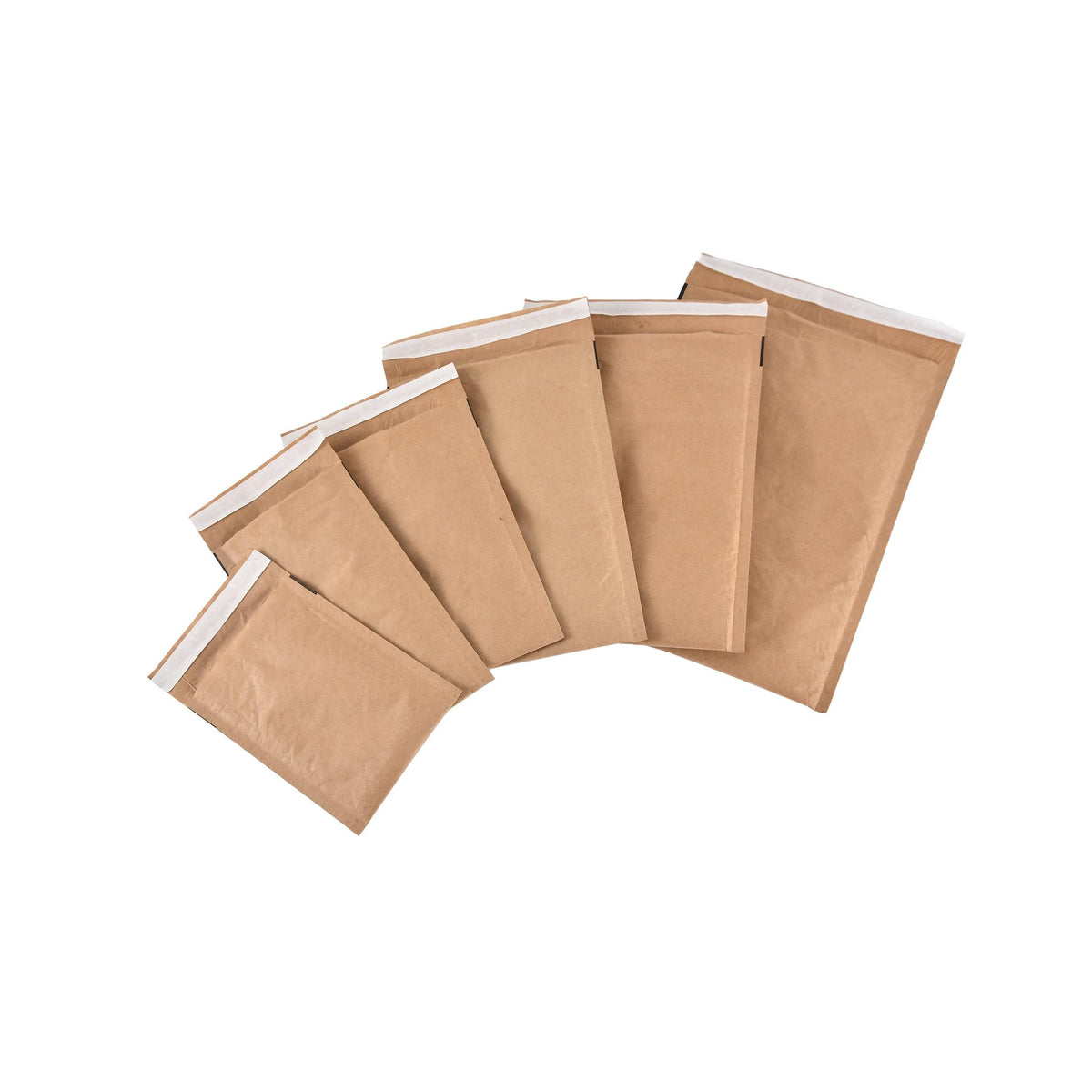 Paper padded bags shown in a range of sizes