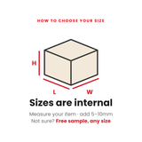 Diagram showing how to measure internal length, width, and height for single wall cardboard shipping boxes.
