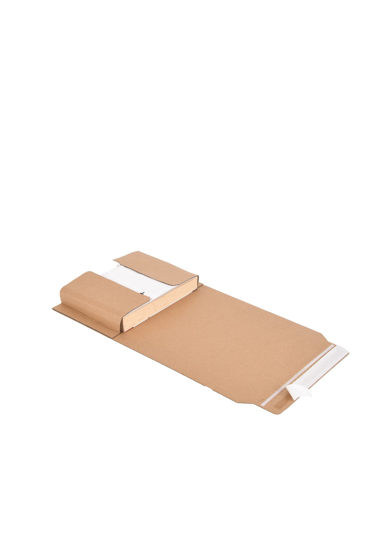 Close-up of the folding flaps on a light-duty book wrap