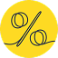 Yellow circle with a black percentage symbol