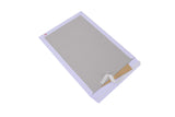 Rectangular white board backed envelope on a white background