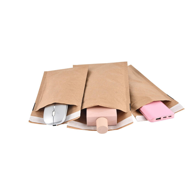 Paper padded bag with the peel-and-seal flap open